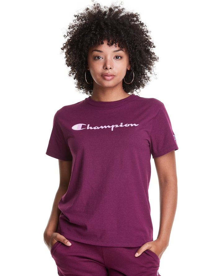 Champion T-Shirt Dames - DonkerPaars - Classic ( 095371-EXQ )